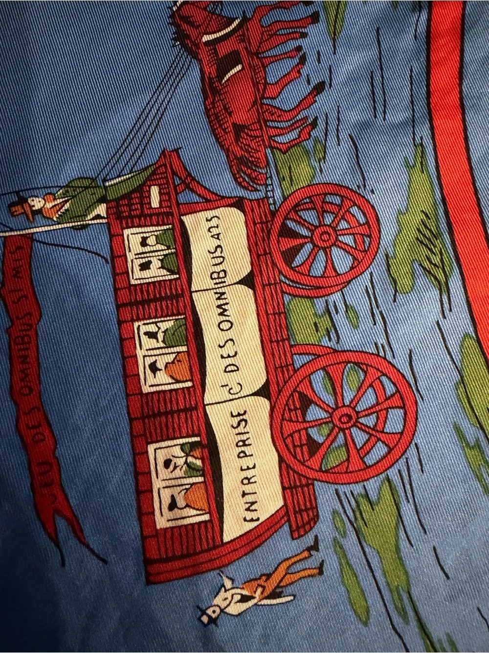 Hermes Blue Red Multi-Color Scenic Carriage Silk Scarf